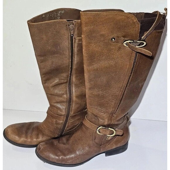 Naturalizer N5 Comfort Boots Wide Calf Knee High Tall Heeled Leather 7M-WC Brown - Picture 4 of 10